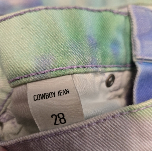 BDG Urban Outfitters Floral Tie Dye Cowboy Jeans In 28x27 Straight Leg - Picture 9 of 15